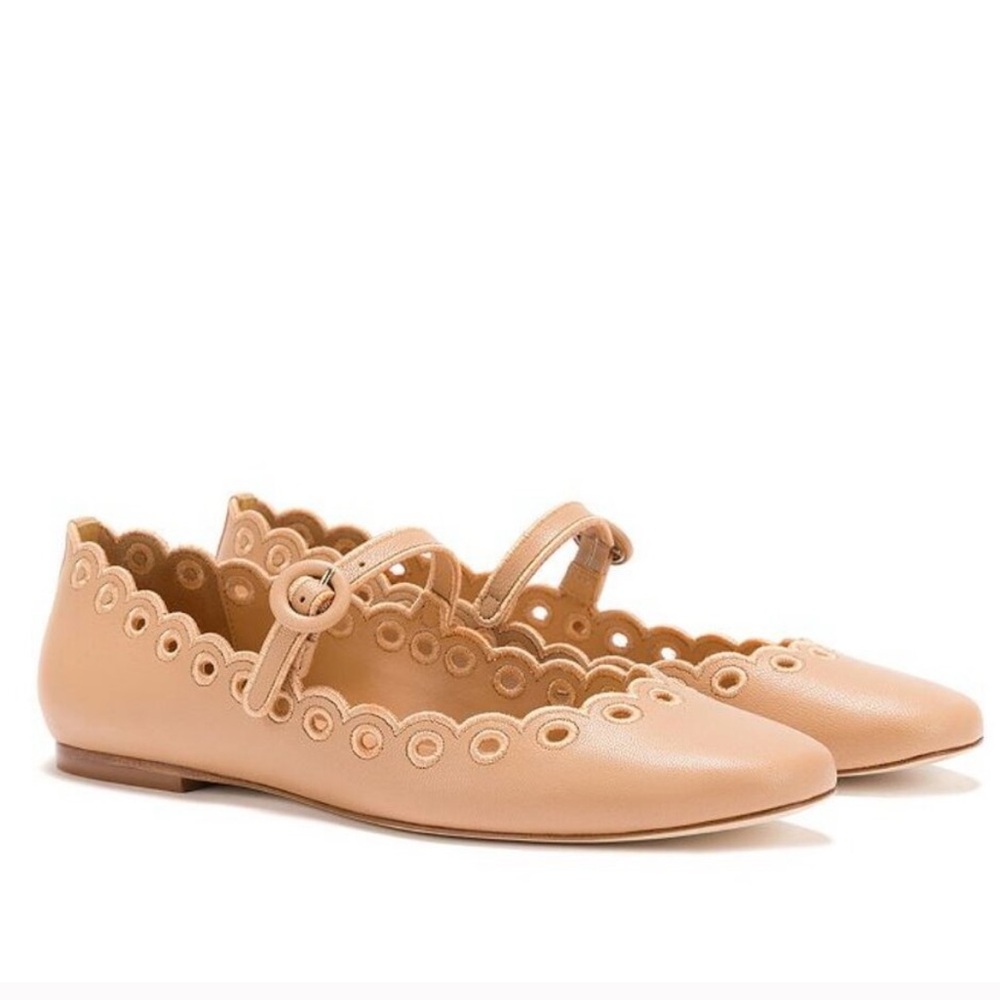 Larroude Tan Leather Ballet Flats - Tan 7.5